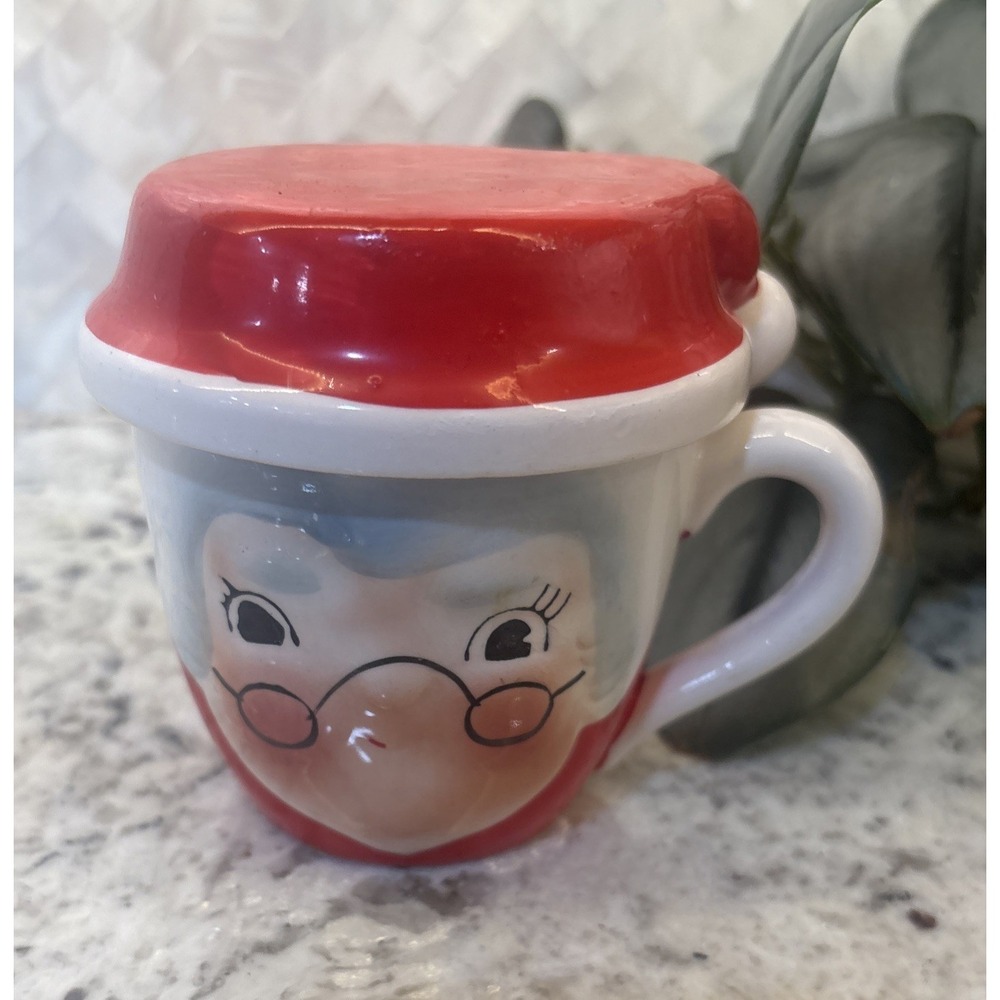Unusual Mrs Santa Claus Sip & Smoke Coffee Mug Ashtray Hat Christmas VTG Decor